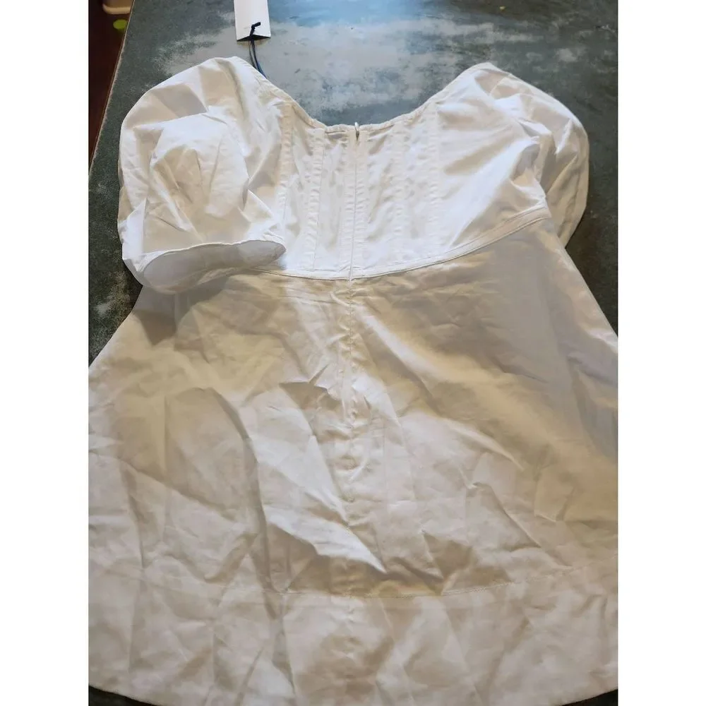 NWT Tuckernuck  White Nealy Corset Top Puff Sleeve Blouse Shirt sz XS